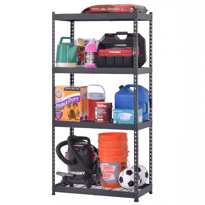 4-Tier Heavy Duty Steel Shelving Unit in Black Q303126