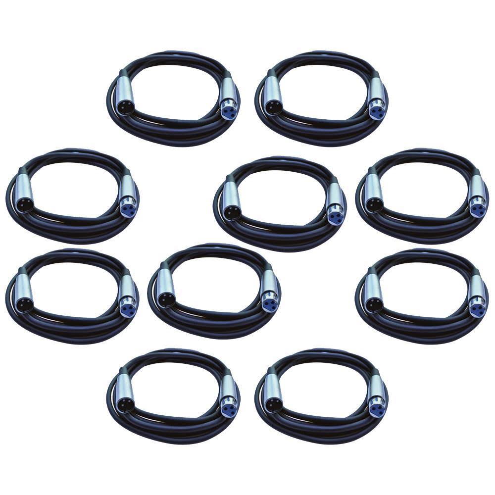 10 Pack 10 Foot DMX Cables XLR 3 Pin O63683