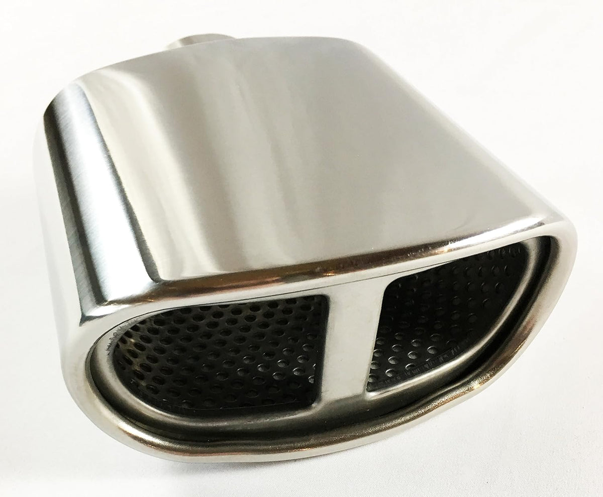 Double Wall Rolled Oval Split Stainless Steel Exhaust Tip Pack of 2 Y188