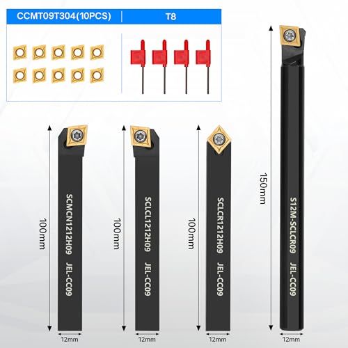 21Pcs 3/8'' 10mm Shank Carbide Turning Tool Set with 14Pcs Inserts R821285