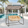 2-Person Outdoor Porch Swing with Adjustable Canopy and Cushions O1169