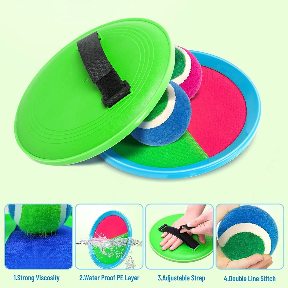 Toss and Catch Ball Set with 4 Rackets, 4 Balls, 2 Bags H65090