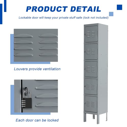 3-Tier Steel Locker 3 Doors Grey X9732
