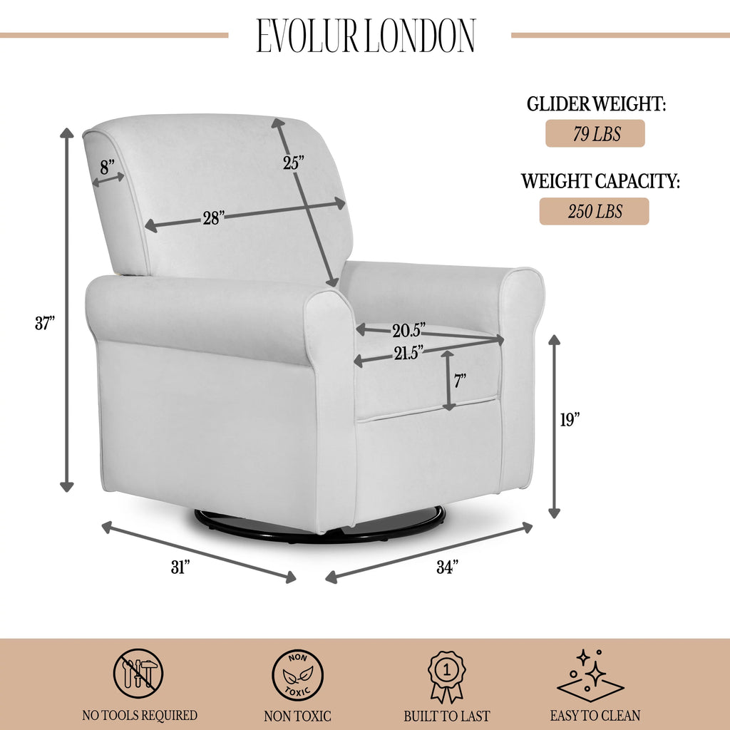Gray Upholstered Swivel Glider Q49884