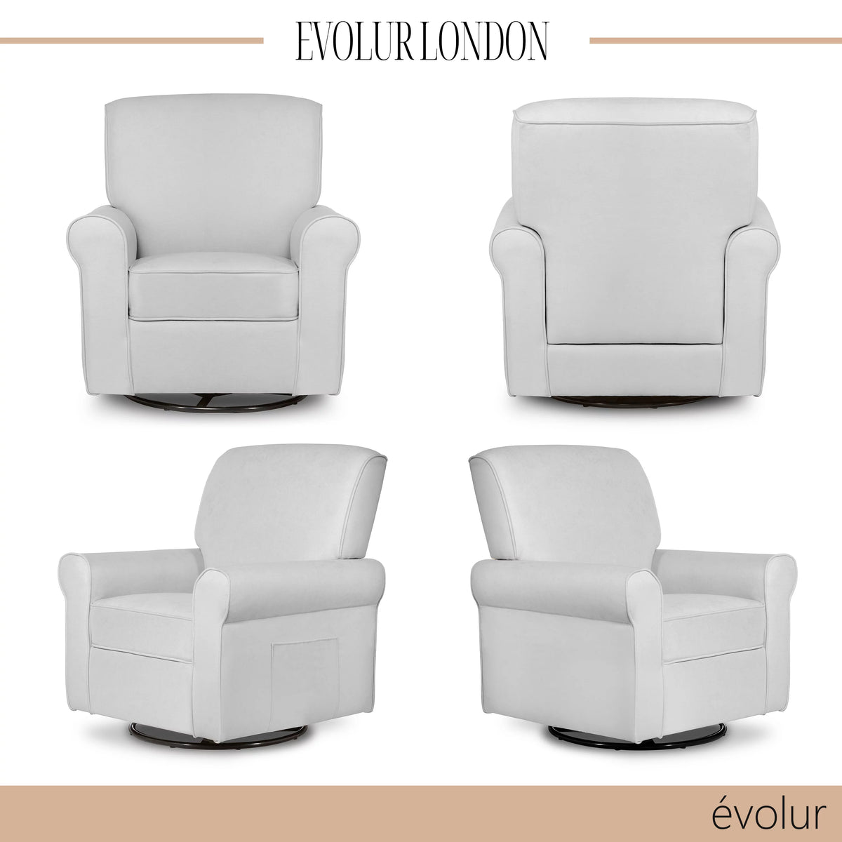 Gray Upholstered Swivel Glider Q49884