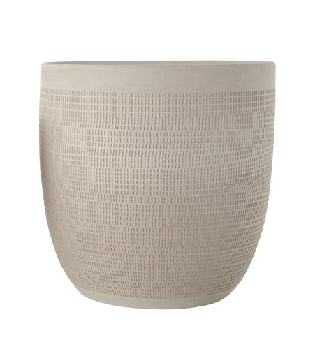 Large Matte White Embossed Stoneware Planter L73305