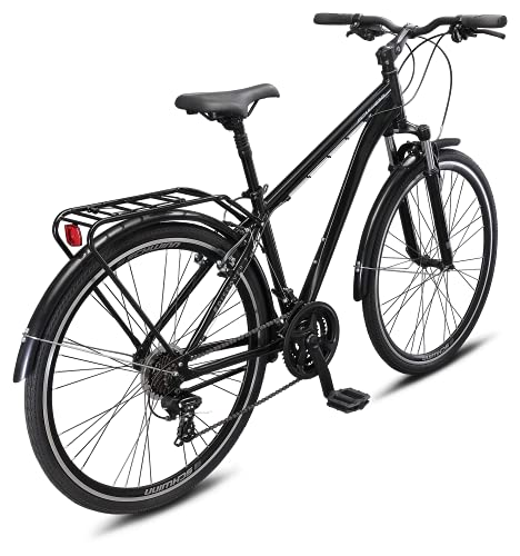 Adult Hybrid Bike 700c Wheels 21-Speeds Step-Through Frame Front Rear Fenders Rear Cargo Rack S83938
