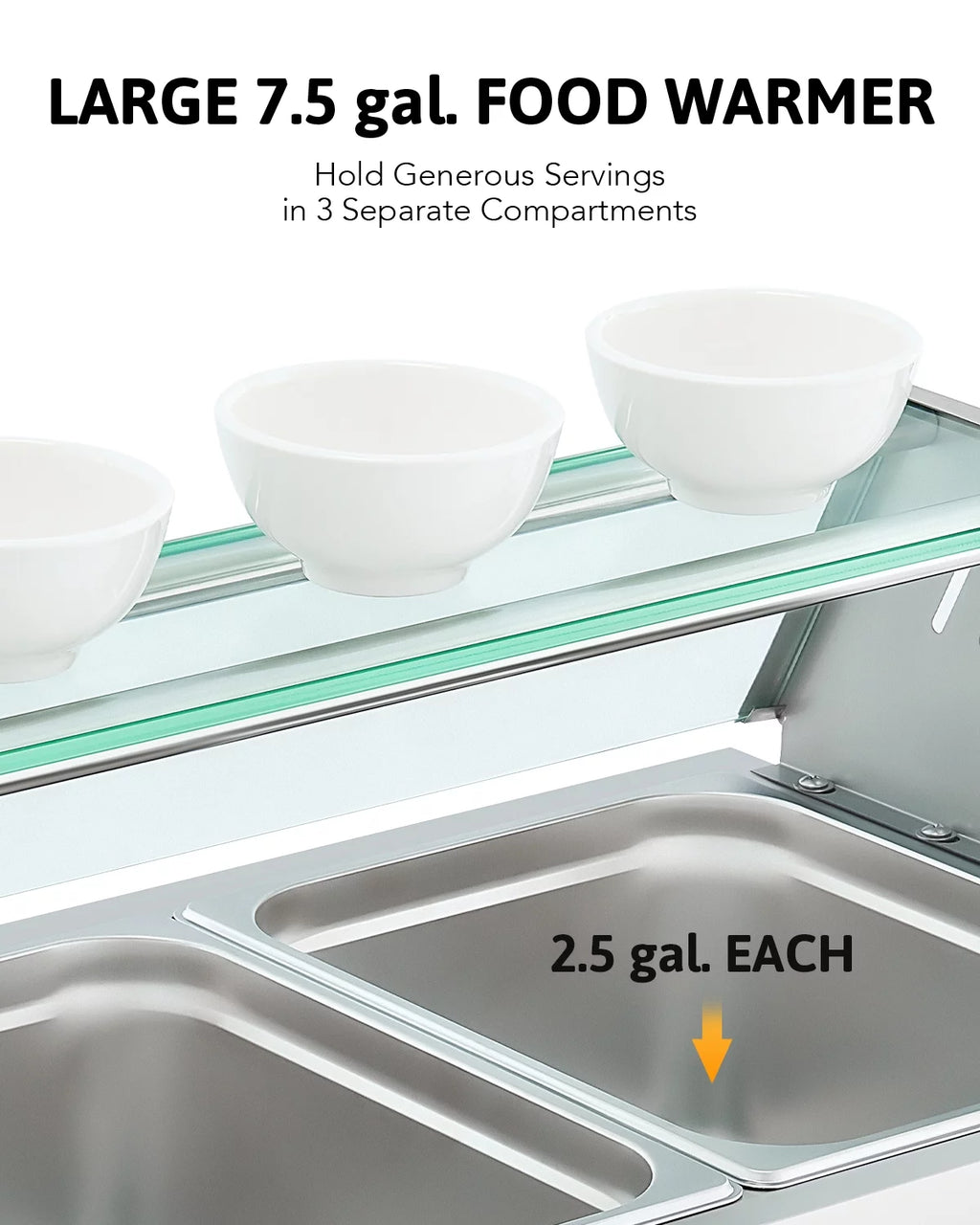 3 Pan Food Warmer Buffet Server with Glass Shelf I574