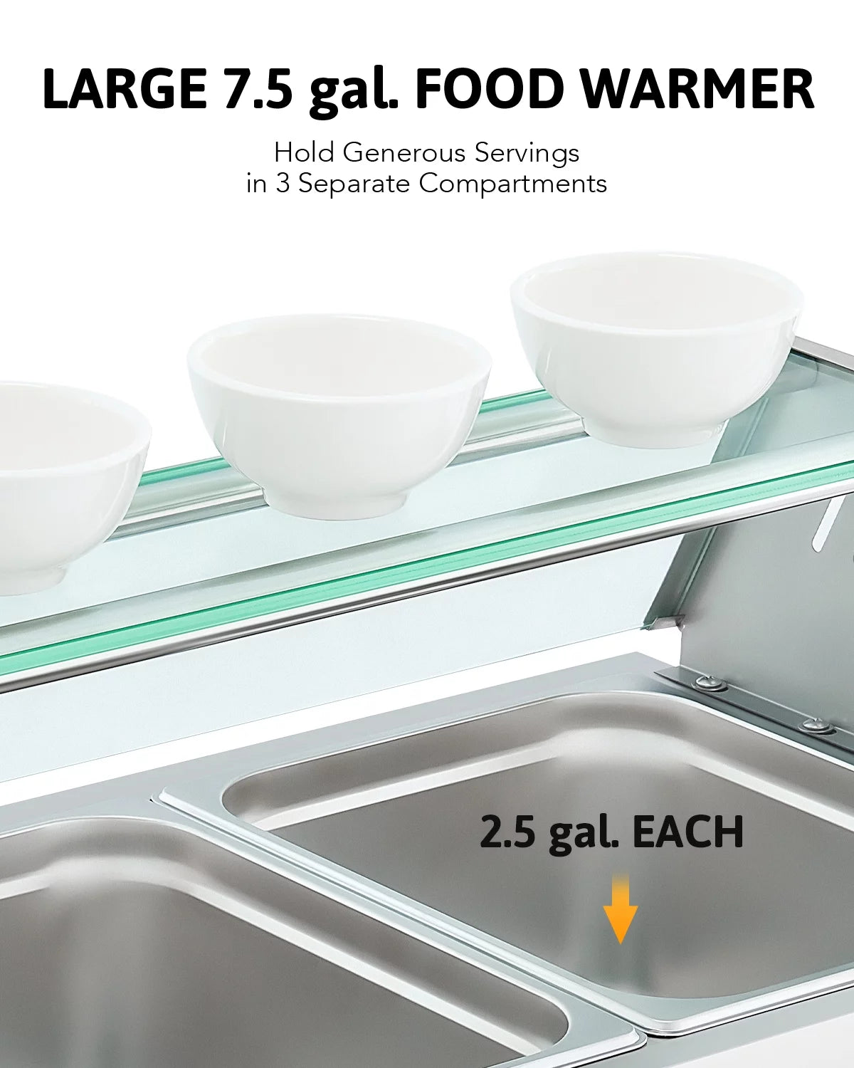3 Pan Food Warmer Buffet Server with Glass Shelf I574