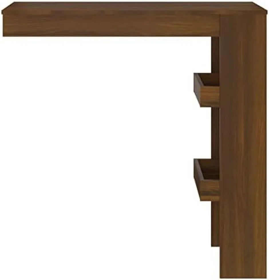 Black Engineered Wood Wall Table with Compartments G853796