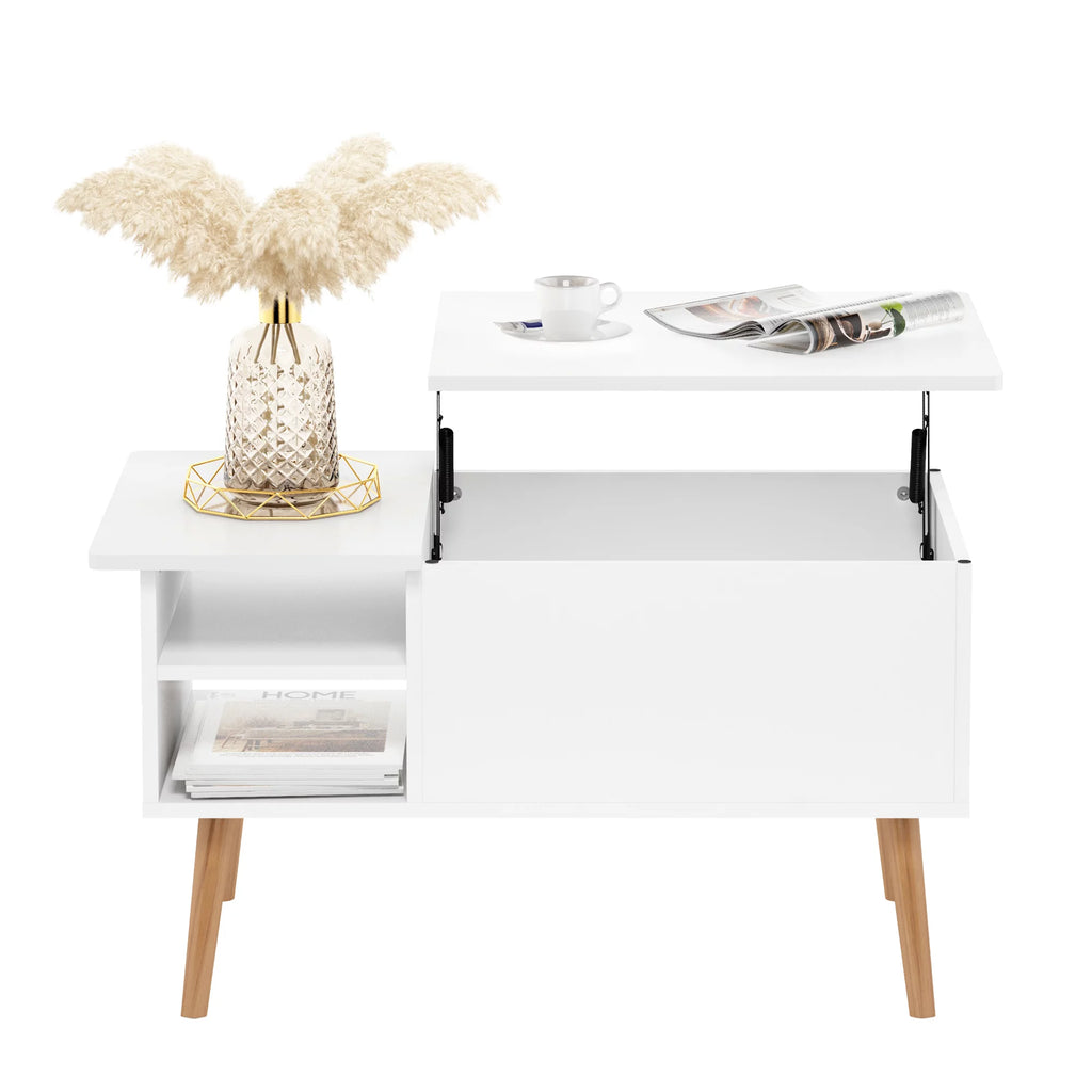 Lift Top Coffee Table with Wooden Leg M6487