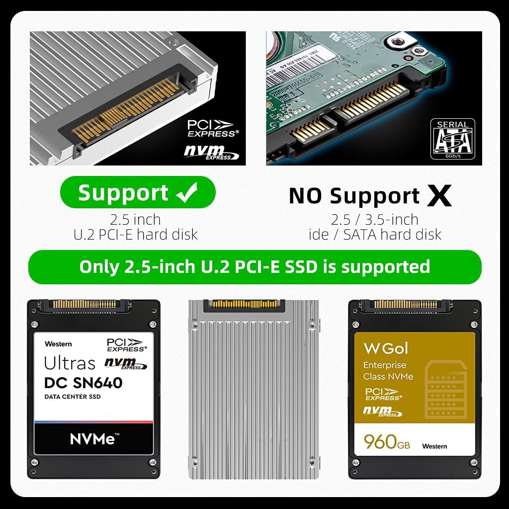 U.2 PCIe NVMe Hard Drive Enclosure with USB3.2 10Gbps Converter Docking Station M161