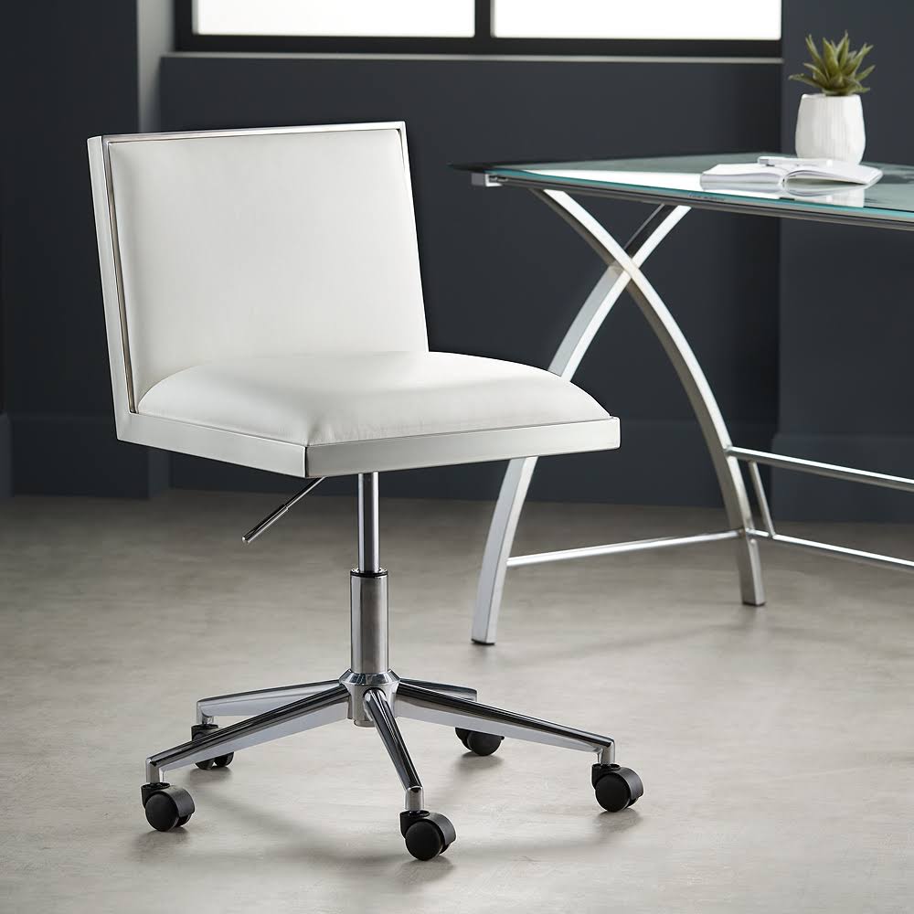 White Adjustable Swivel Office Chair Q646435