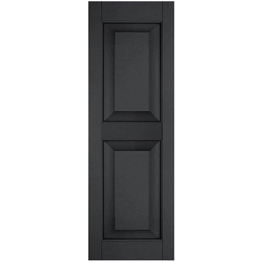 18 in. x 51 in. Exterior Real Wood Raised Panel Shutters Pair Black J337