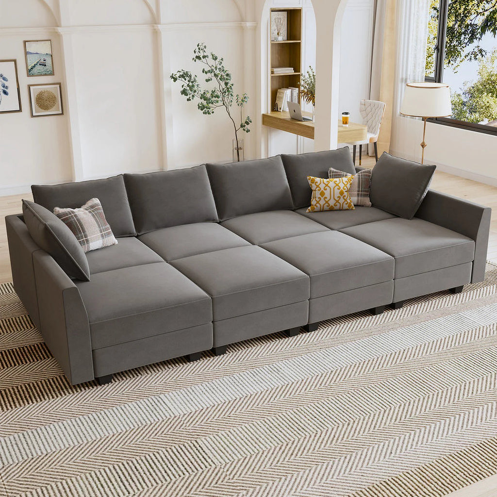 Pearl Grey Convertible Sleeper Sofa with Storage Q837