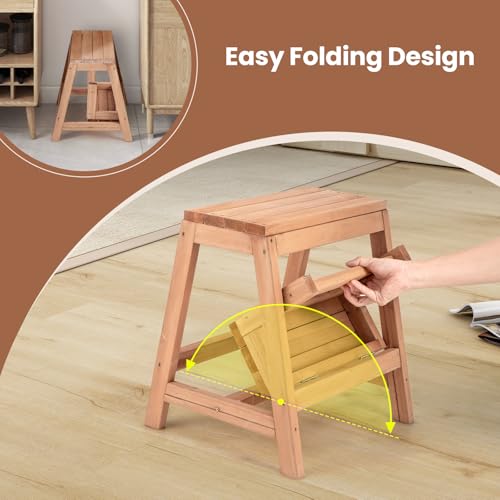 Wooden 2-Step Folding Step Stool Y18707