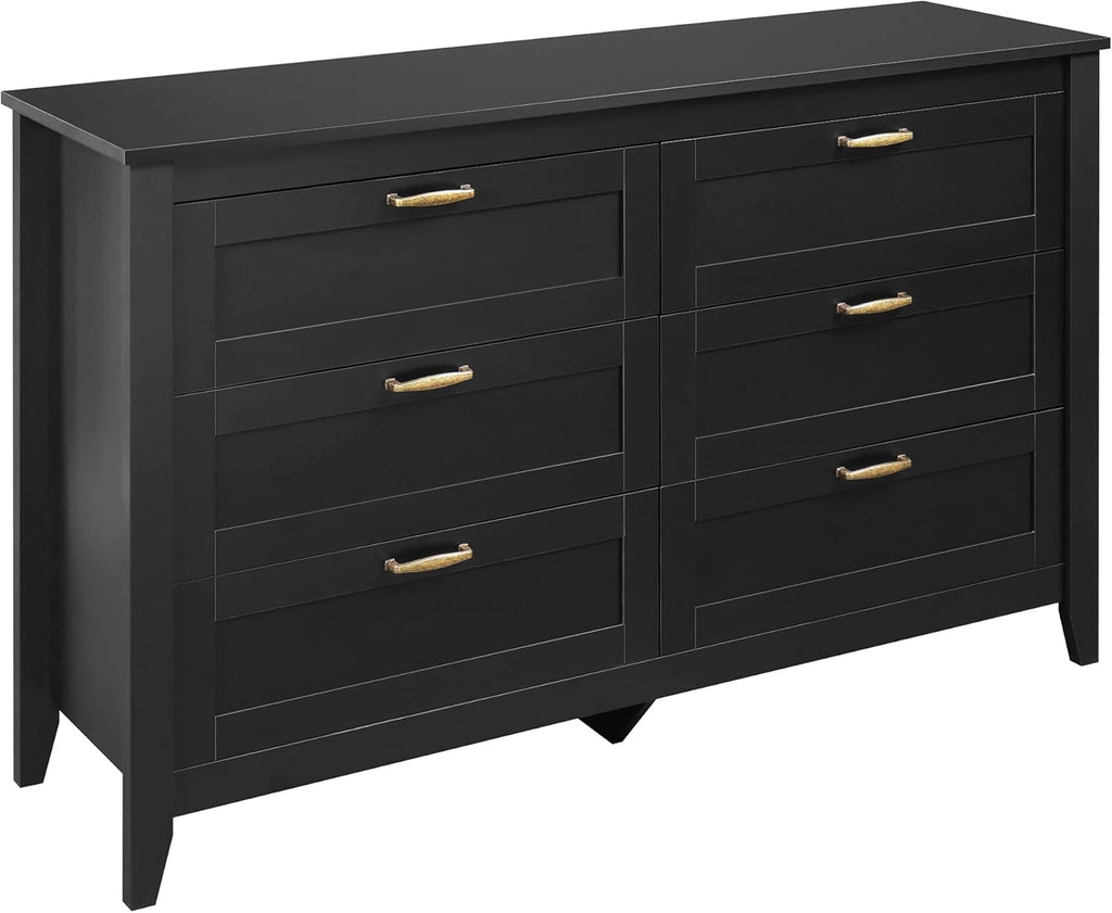 6 Drawer Retro Wood Dresser with Metal Handle K27992