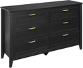 6 Drawer Retro Wood Dresser with Metal Handle K27992