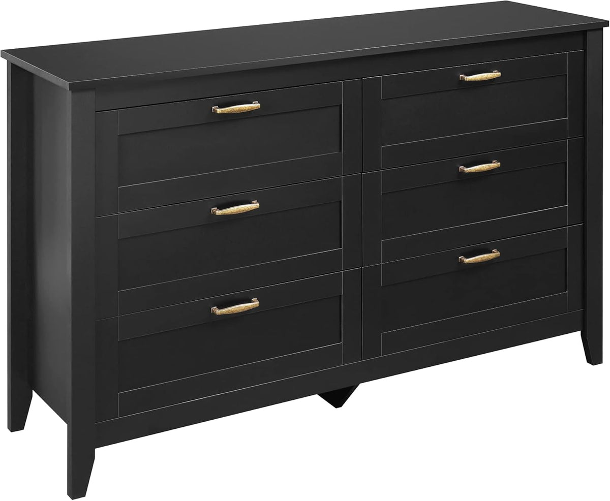 6 Drawer Retro Wood Dresser with Metal Handle K27992