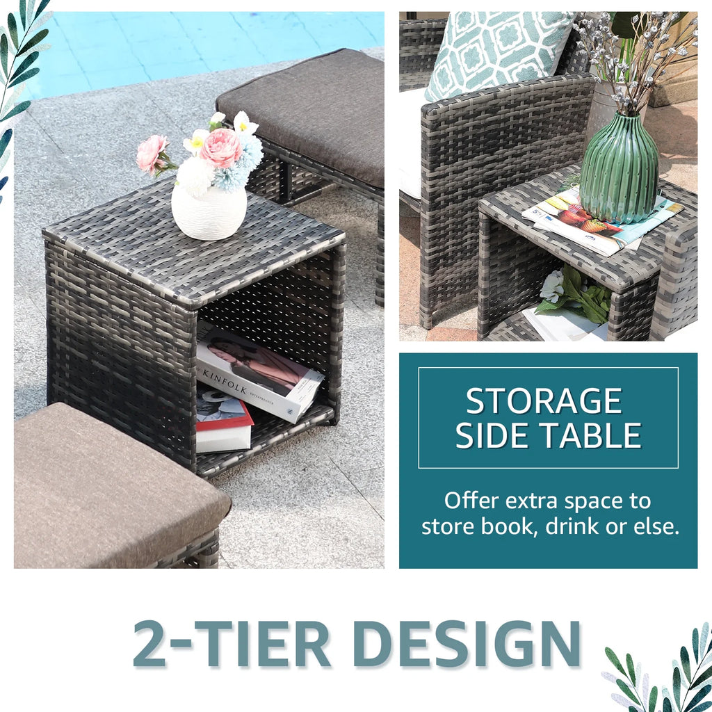 Patio Chairs Chat Set with Ottoman Coffee Table and Pillows R345278