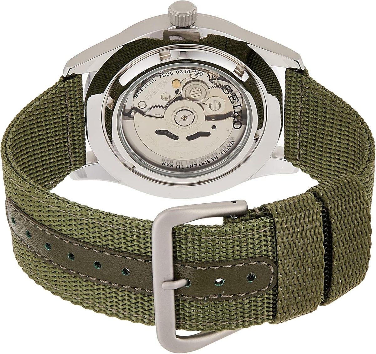 Green 42 mm Automatic Analogue Watch with Fabric Strap H101