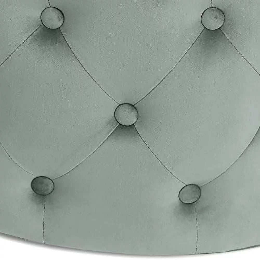 Round Velvet Button Tufted Ottoman B93194