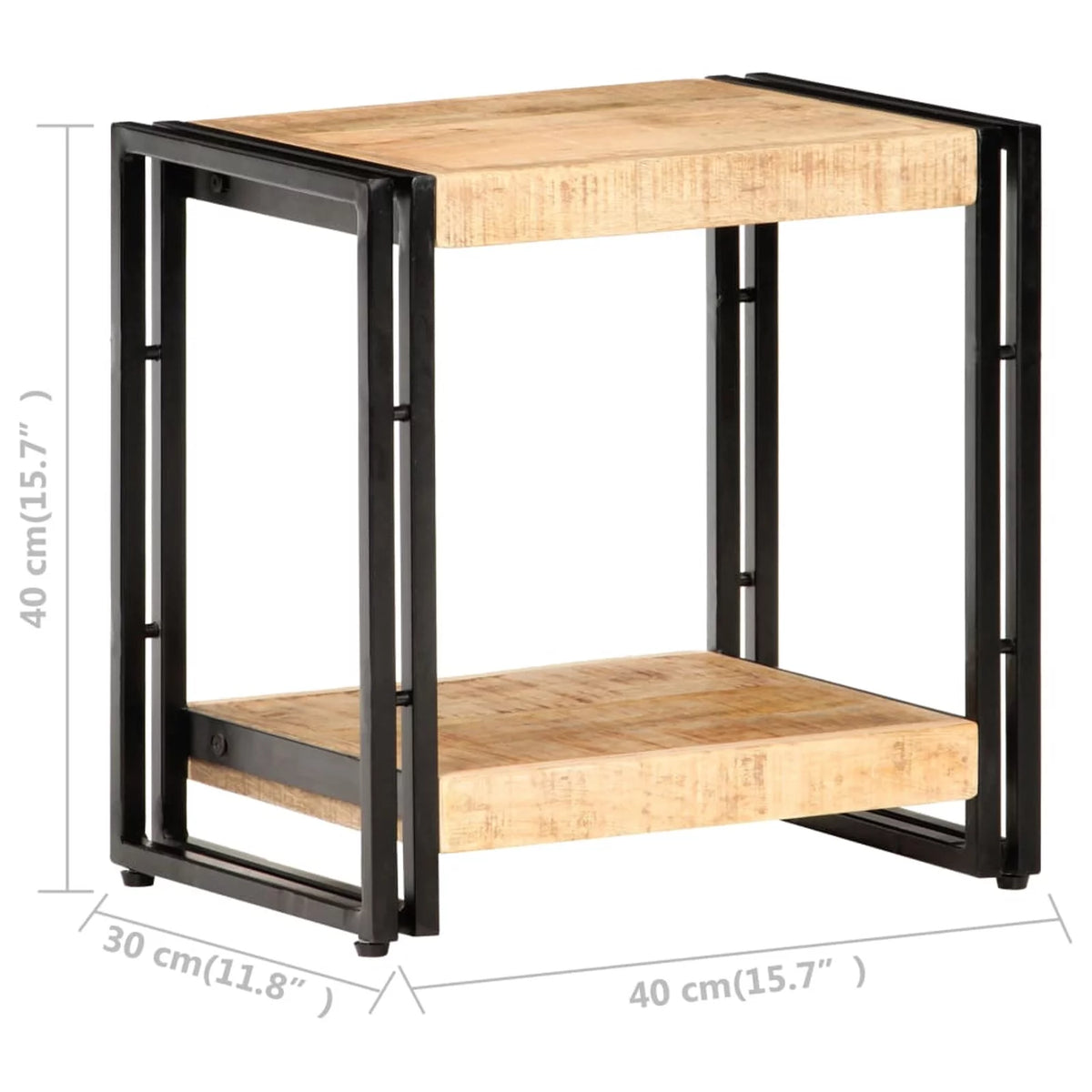 Side Table with Storage Shelf Mango Wood E584