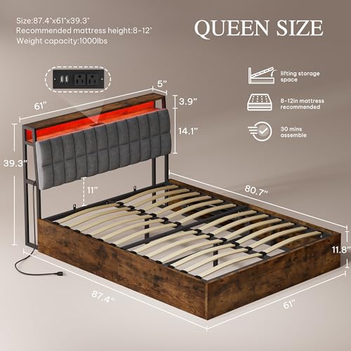 Black Queen Size PU Leather Upholstered Storage Platform Bed T73826