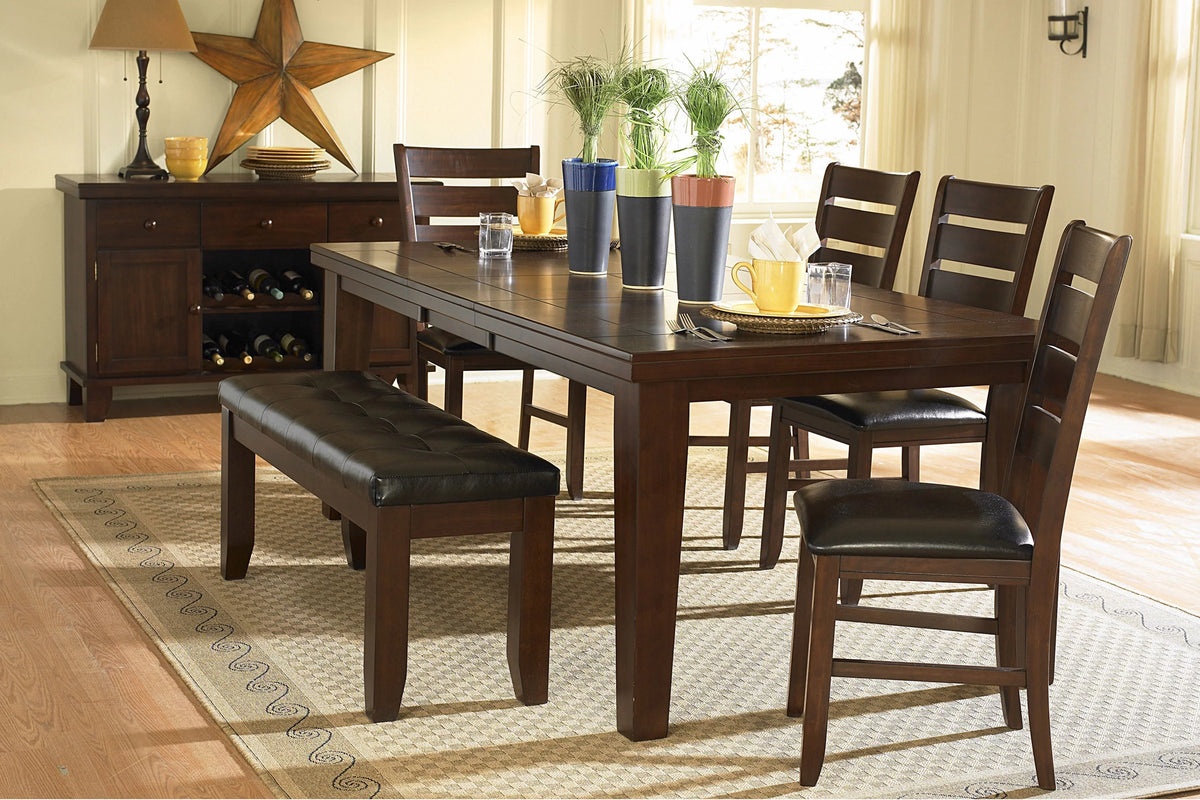 Dark Oak Rectangular Wooden Dining Table with Extension Leaf J437588