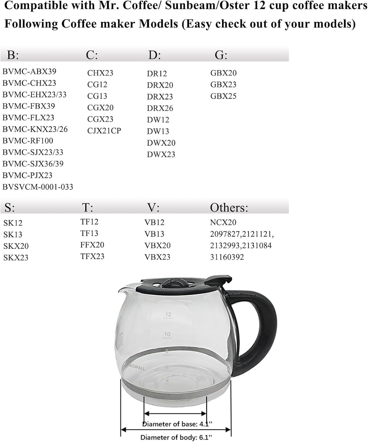 12-CUP Glass Carafe Black Handle L59246
