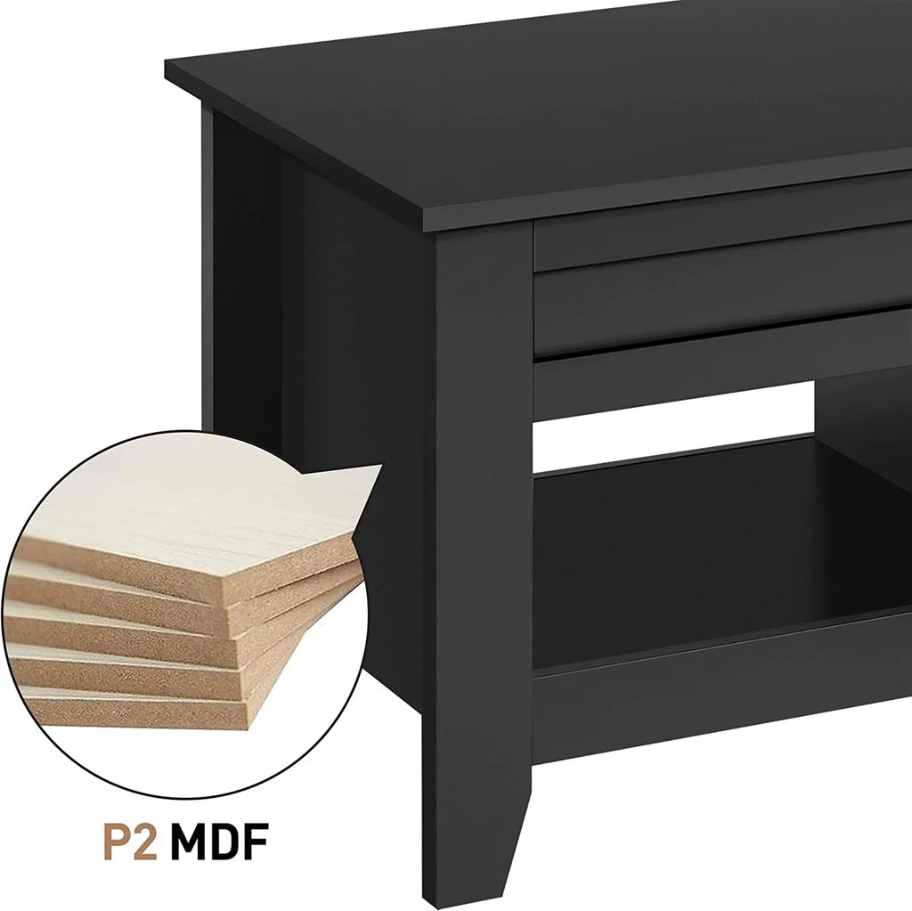 Black Lift Top Coffee Table with Hidden Storage Drawers H3669