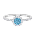 10K White Gold Aquamarine Ring with Diamond Halo C390