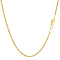 14K Yellow Gold 1.5MM Round Wheat Link Pendant Necklace Chain 16" - 30" N76132
