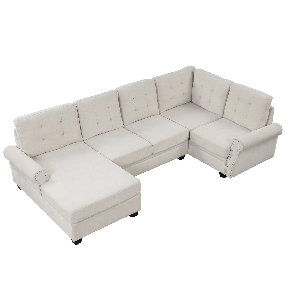 120" U-Shaped Linen Sectional Sofa W49632