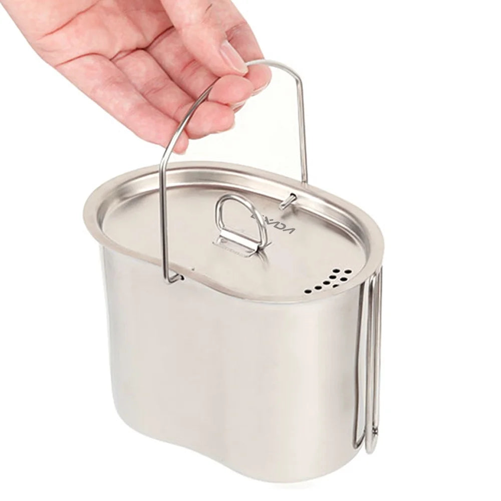 Stainless Steel Camping Cookware Pot and Wood Stove Set U218356