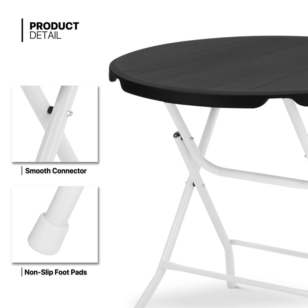 7 Pieces 2.6 FT Folding Round Black Table and Chair Set Z620543