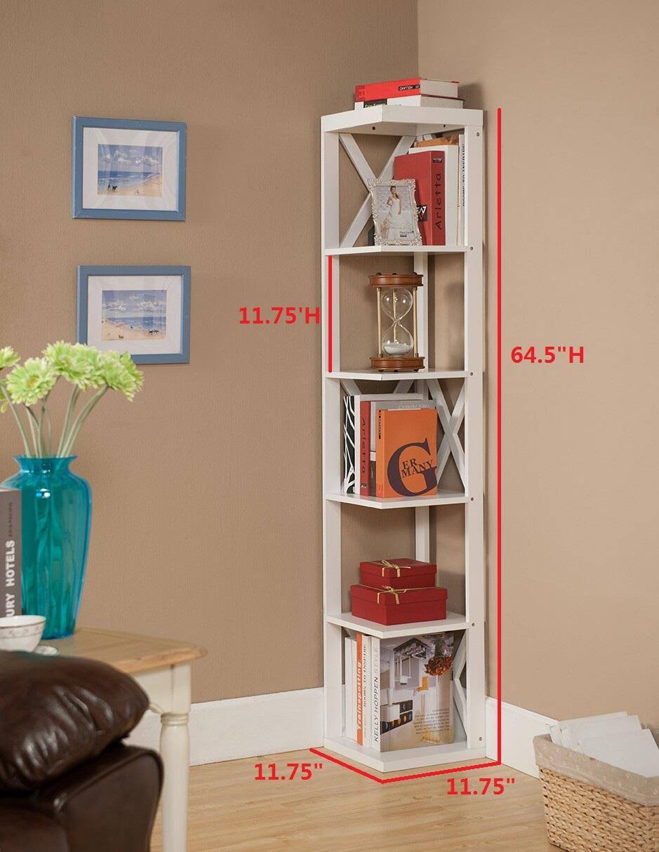 Espresso Wood 5 Tier Corner Bookcase Z846660