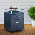 Rolling File Cabinet with Glass Top L19305