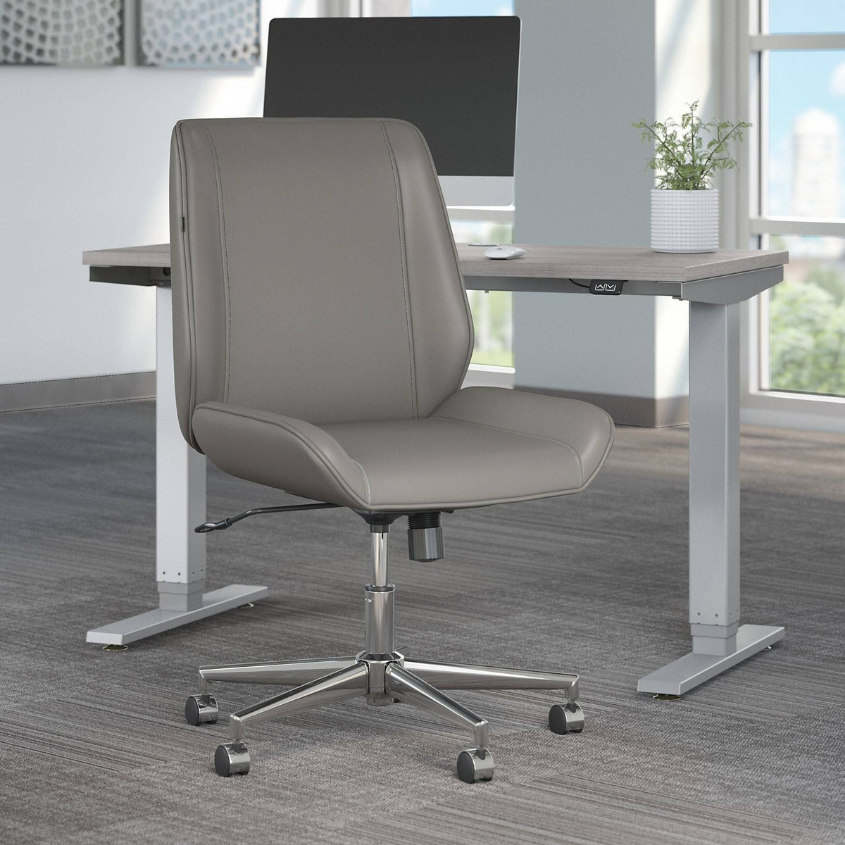Light Gray Leather Office Chair F84563