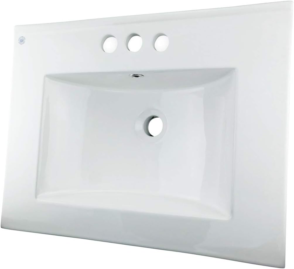 White Drop-in Rectangular Bathroom Sink with Overflow G215029