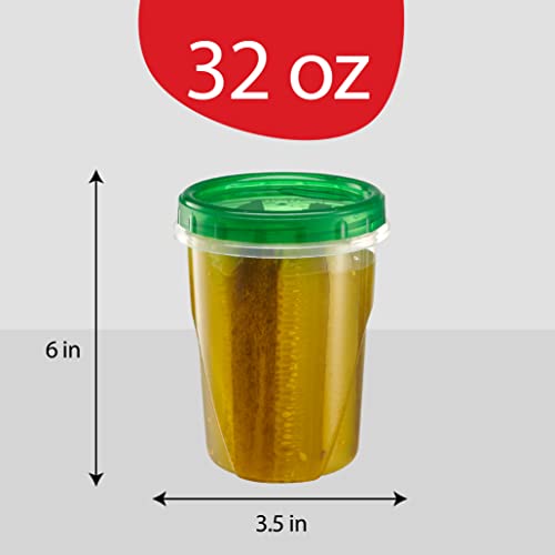 6 Pack 16 oz Green Plastic Food Storage Containers with Screw on Lid P50257