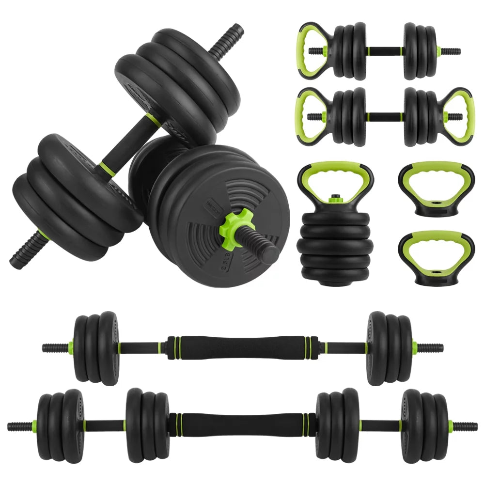 4-in-1 Dumbbells Set Barbell Kettlebells Push-Up-Stand 50 Pounds X96122