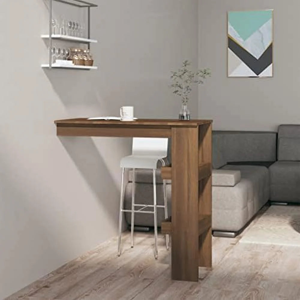 Black Engineered Wood Wall Table with Compartments G853796