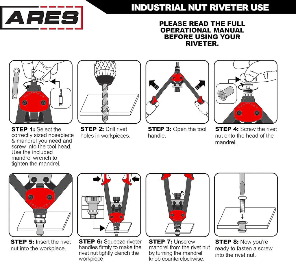 Heavy Duty Rivet Nut Setter with Rivet Nuts, Pack of 2 X711