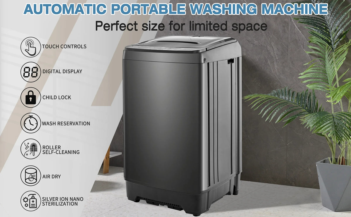 Portable Automatic Washer Machine with Drain Pump 17.6 Pounds U5077