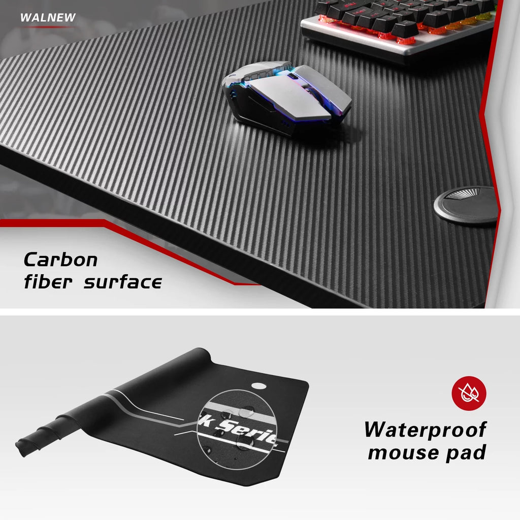 Black Gaming Computer Desk with Cup Holder and Headphone Hook Q401511
