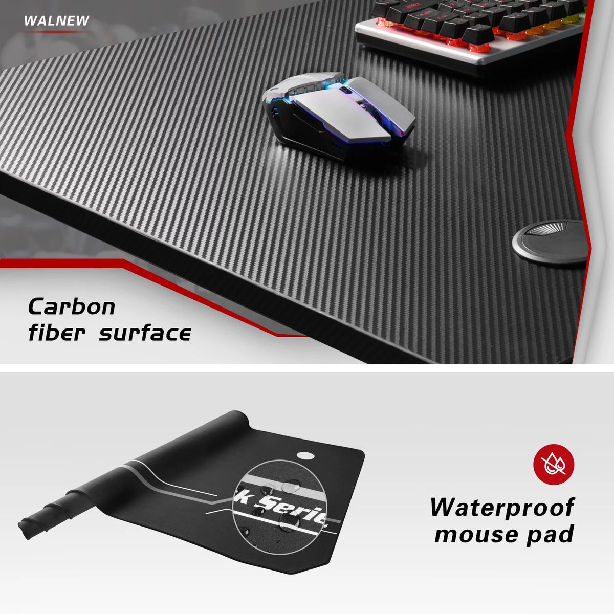 Black Gaming Computer Desk with Cup Holder and Headphone Hook Q401511