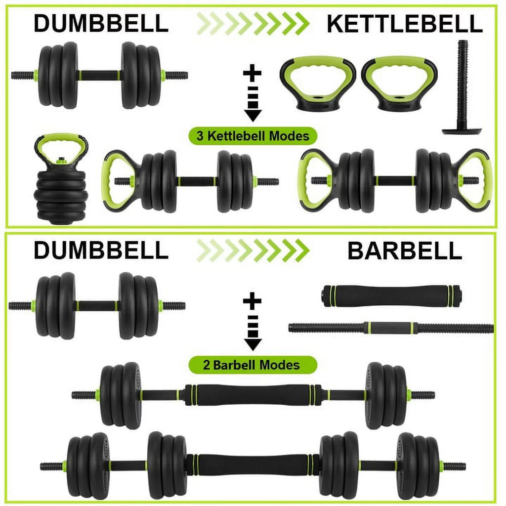 4-in-1 Dumbbells Set Barbell Kettlebells Push-Up-Stand 50 Pounds X96122