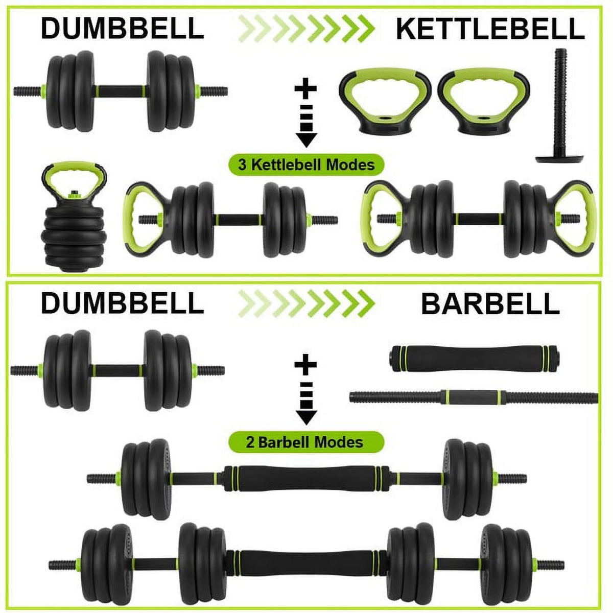 4-in-1 Dumbbells Set Barbell Kettlebells Push-Up-Stand 50 Pounds X96122
