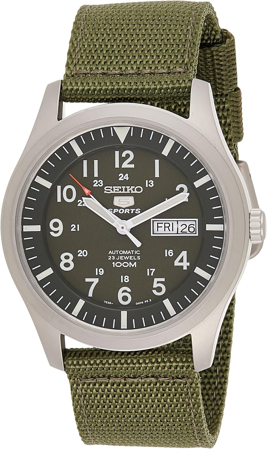 Green 42 mm Automatic Analogue Watch with Fabric Strap H101
